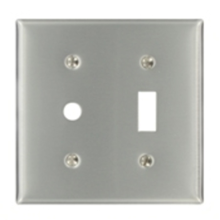 LEVITON Wallplates Ss Wp 2G 1Tgl 1Blank Std Size , 406 Hole S112-N